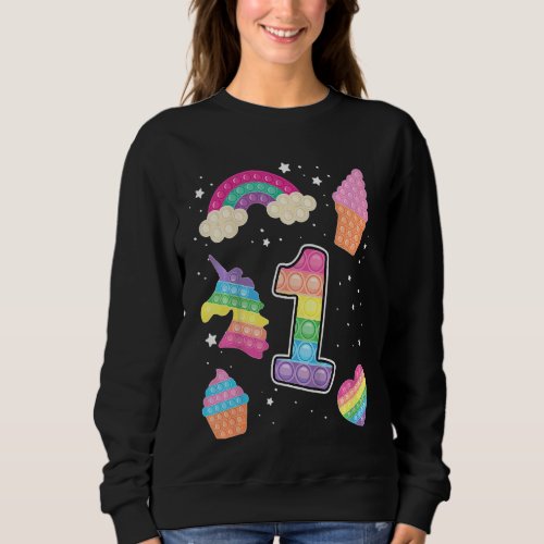 Kids 1st Magical Poppin Birthday Unicorn Popits 1  Sweatshirt