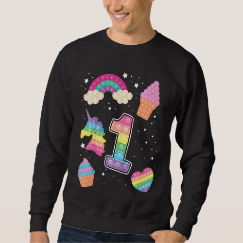 Kids 1st Magical Poppin Birthday Unicorn Popits 1  Sweatshirt