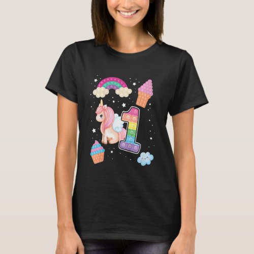 Kids 1st Magical Poppin Birthday Unicorn Popits 1  T_Shirt