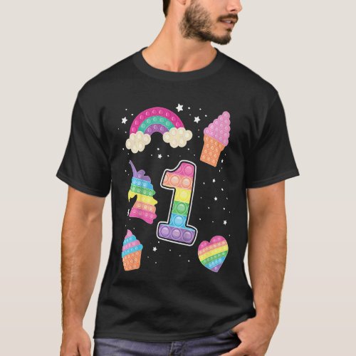 Kids 1st Magical Poppin Birthday Unicorn Popits 1  T_Shirt