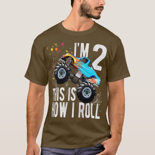 Kids 2 Year Old  2nd Birthday Boy Monster Truck Ca T_Shirt