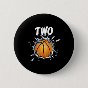 Kids 2 Year Old Basketball Birthday Party Theme 2n Button