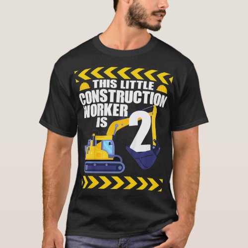 Kids 2 Year Old Construction Birthday Themed 2nd T_Shirt