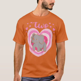 Kids 2 Year Old Cute Elephant Birthday Girl 2nd B- T-Shirt
