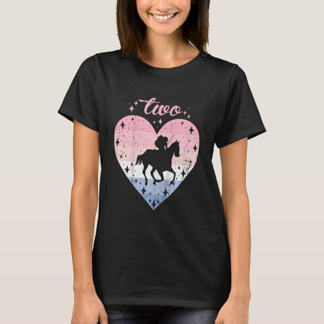 Kids 2 Year Old Cute Horse Riding Birthday Girl 2n T-Shirt (Front)