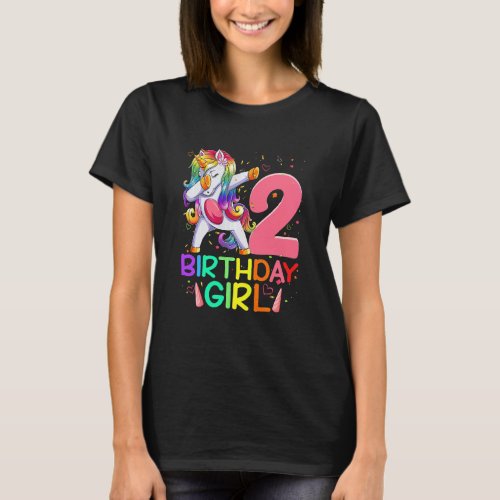 Kids 2 Year Old Dabbing Unicorn 2nd Birthday Girl  T_Shirt