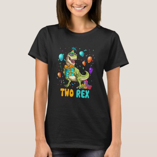 Kids 2 Year Old Dinosaur Birthday 2nd Rex Dino Sau T_Shirt