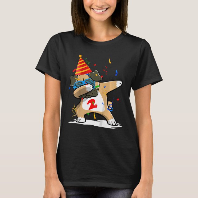 Kids 2 Year Old  Pug Dabbing 2nd Birthday Boy For  T-Shirt (Front)