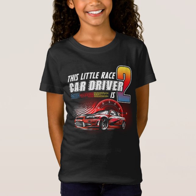 Kids 2 Year Old Race Car Birthday Shirt 2nd Racing (Front)
