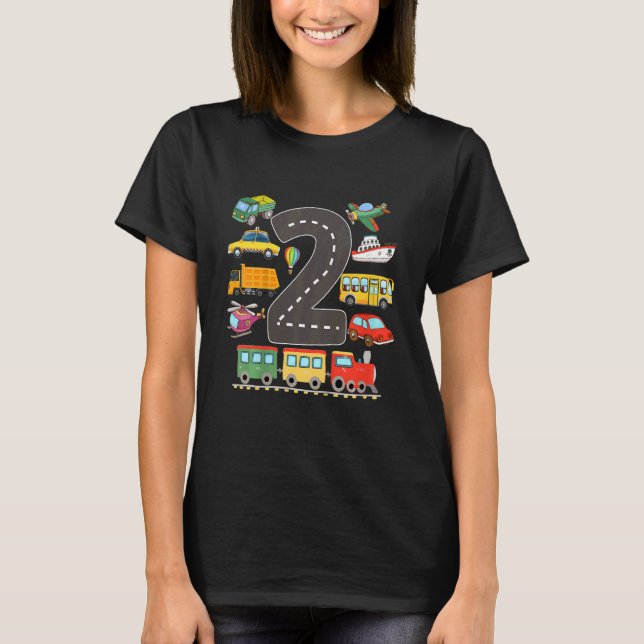 Kids 2 Year Old Transportation Birthday 2nd Boys A T-Shirt (Front)
