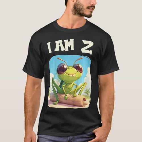 Kids 2 Years Old 2 Birthday Crickets Boy Girl Cric T-Shirt