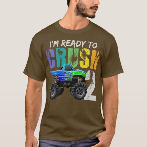 Kids 2 Years Old 2nd Birthday Monster Truck I Am R T_Shirt