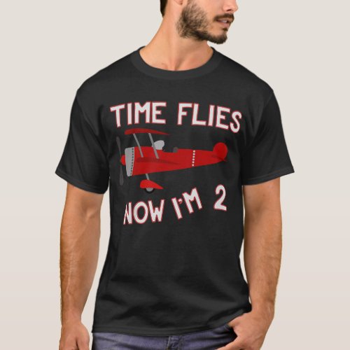 Kids 2nd Birthday Airplane T Shirt Time Flies Now 