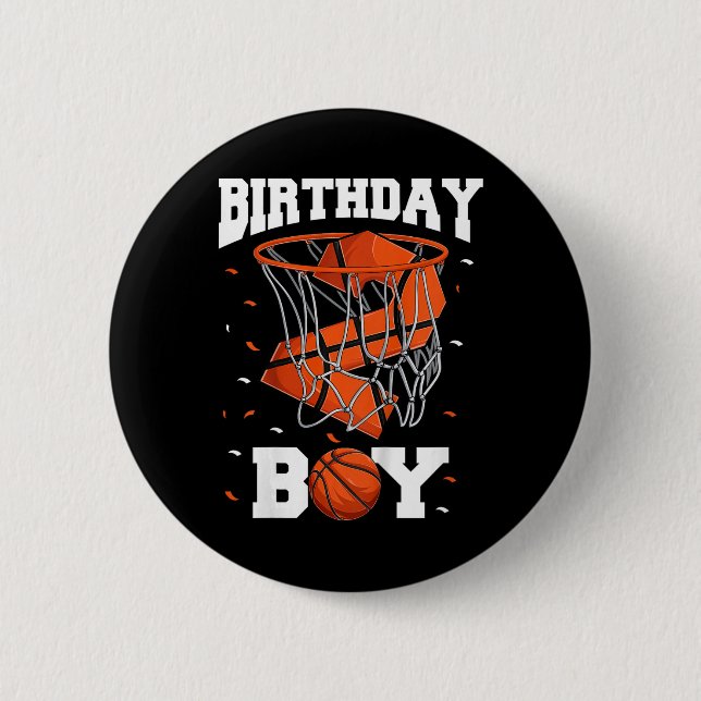 Kids 2nd Birthday Basketball Boy Two Year Old Bask Button (Front)