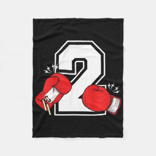 Kids 2nd Birthday Boxing Boy 2 Year Old Boxer Bday Fleece Blanket