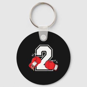 Kids 2nd Birthday Boxing Boy 2 Year Old Boxer Bday Keychain
