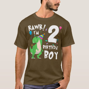 Kids 2nd Birthday Boy Dino T Rex Gift Dinosaur 2 Y T-Shirt