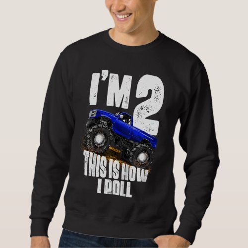 Kids 2nd Birthday Boy   Monster Truck Rule Jam   T Sweatshirt