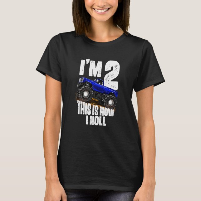 Kids 2nd Birthday Boy  Monster Truck Rule Jam  Two T-Shirt (Front)