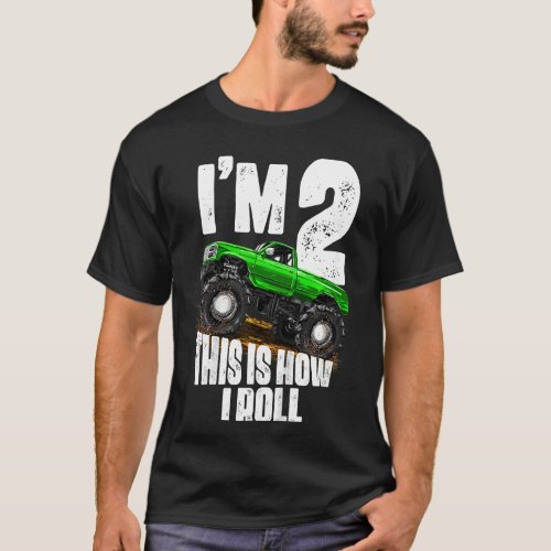 Kids 2nd Birthday Boy  Monster Truck Rule Jam  Two T_Shirt