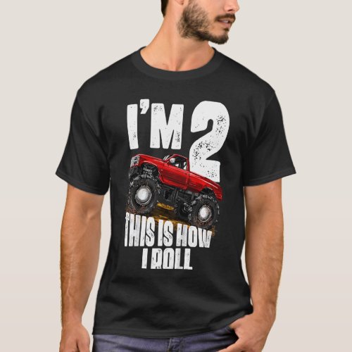 Kids 2nd Birthday Boy  Monster Truck Rule Jam  Two T_Shirt