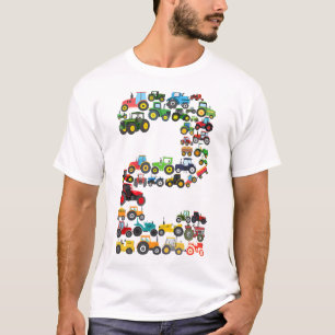 Kids 2Nd Birthday Farm Tractor Two 2 Years Old Bir T-Shirt