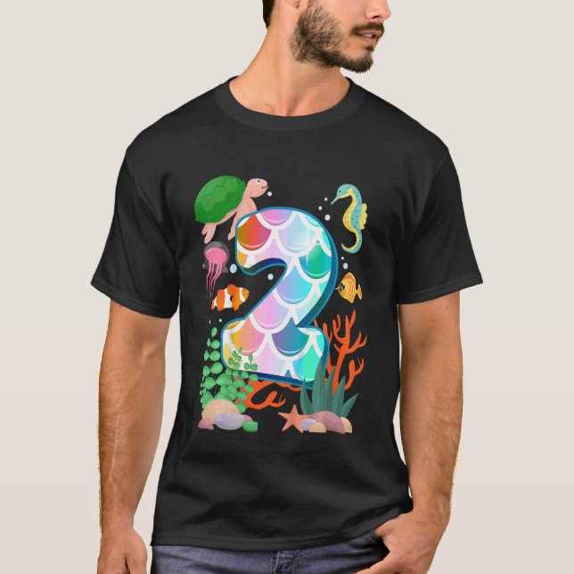 Kids 2nd Birthday Fish Tetra Aquarium Underwater B T-Shirt (Front)