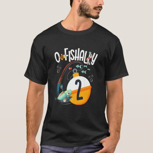 Kids 2nd Birthday Fishing Theme For Boys And Girls T-Shirt