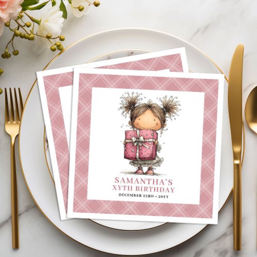 Kids 2nd Birthday Girl Quirky Funny Pink Napkins