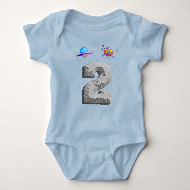 Kids 2nd Birthday Outer Space Galaxy Two Year Old  Baby Bodysuit (Front)