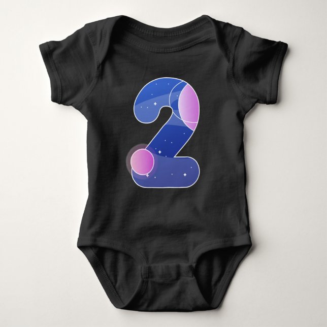 Kids 2nd Birthday Outer Space Galaxy Two Year Old  Baby Bodysuit (Front)