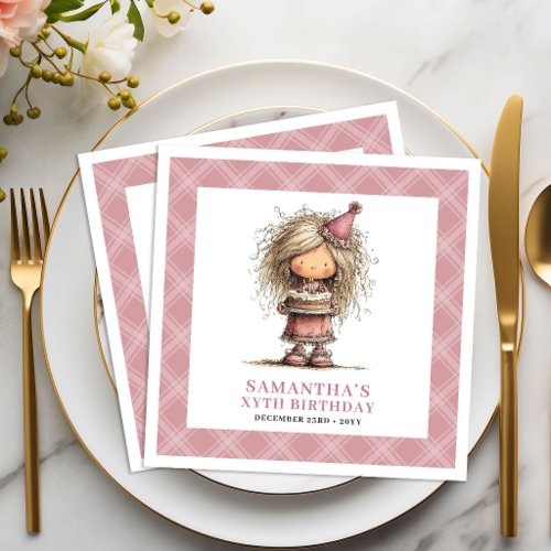 Kids 2nd Birthday Party Quirky Funny Girl Napkins