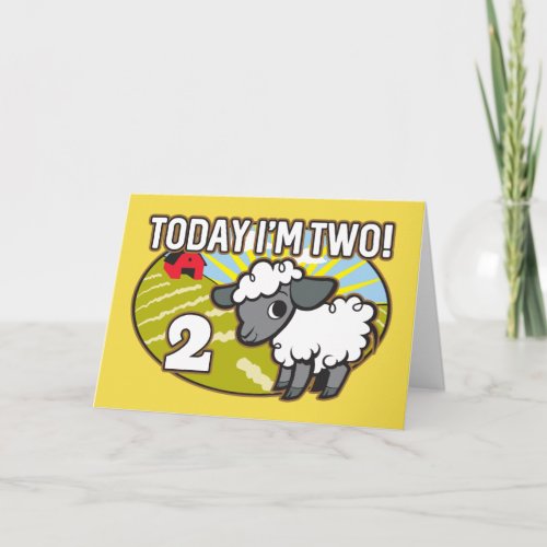 Kids 2nd Birthday Today Im Second Cute Lamb Card