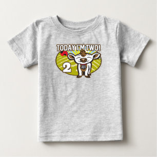 Kid's 2nd Birthday Today I'm Two! Cute Cow Baby T-Shirt