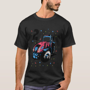 Kids 2nd Birthday Two Year Old Boy Tractor Digger  T-Shirt