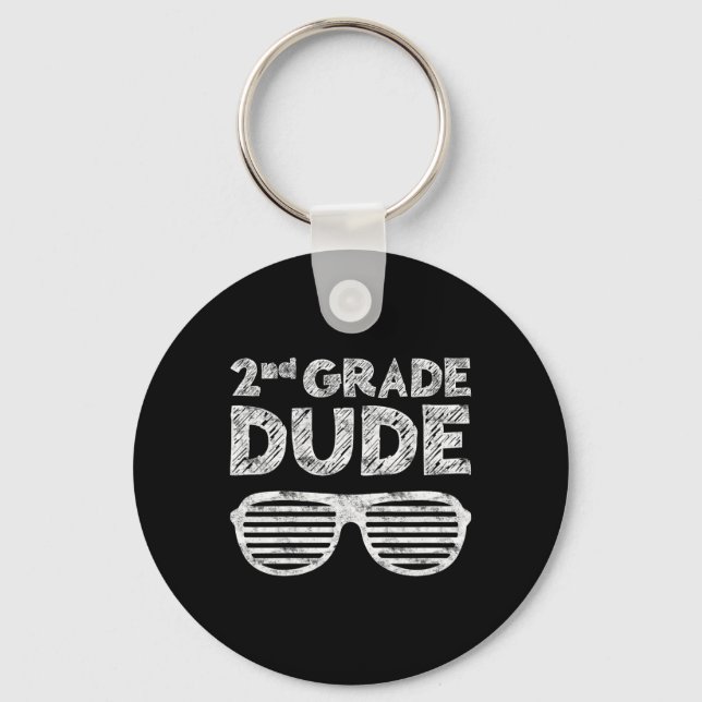 Kids 2nd Grade Dude Second Grade Byck To School  Keychain (Front)