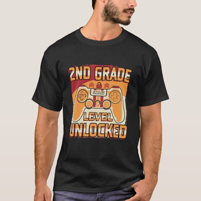 Kids 2Nd Grade Level Unlocked Video Game Back To S T-Shirt (Front)