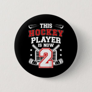 Kids 2nd Ice Hockey Birthday Two Year Old Ice Hock Button