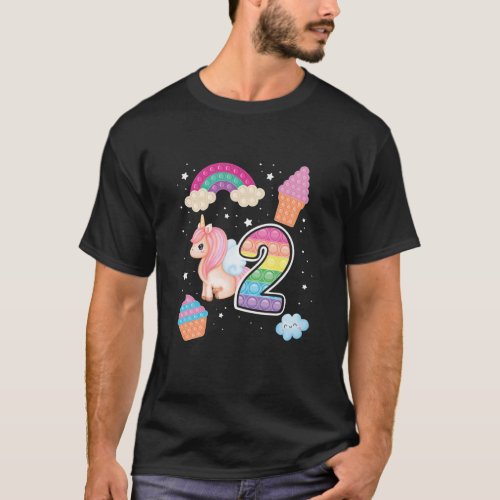 Kids 2Nd Magical Poppin Birthday Unicorn Popits 2 T_Shirt