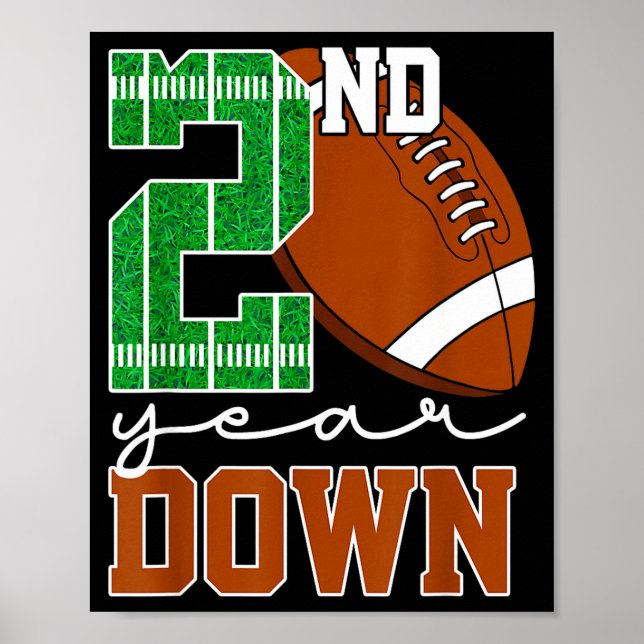 Kids 2nd Year Down Football Birthday Boy Party 2 Y Poster (Front)