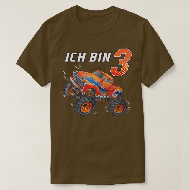 Kids 3 birthday gift boys girls car monster truck  T-Shirt (Design Front)