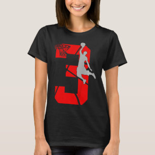 Kids 3 Year Old 3rd Basketball Birthday PartyTheme T-Shirt