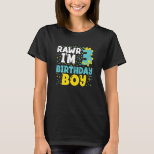 Kids 3 Year Old 3rd Birthday Boy Dinosaur Toddler  T-Shirt