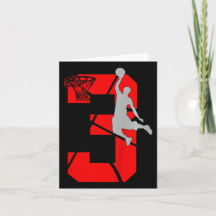 Kids 3 Year Old 3rd Bysketbyll Birthday Partytheme Card