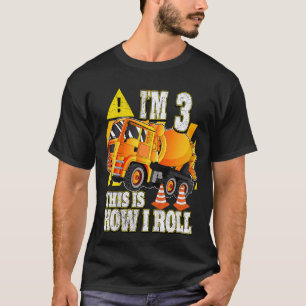 Kids 3 Year Old Birthday  Concrete Mixer Truck T-Shirt