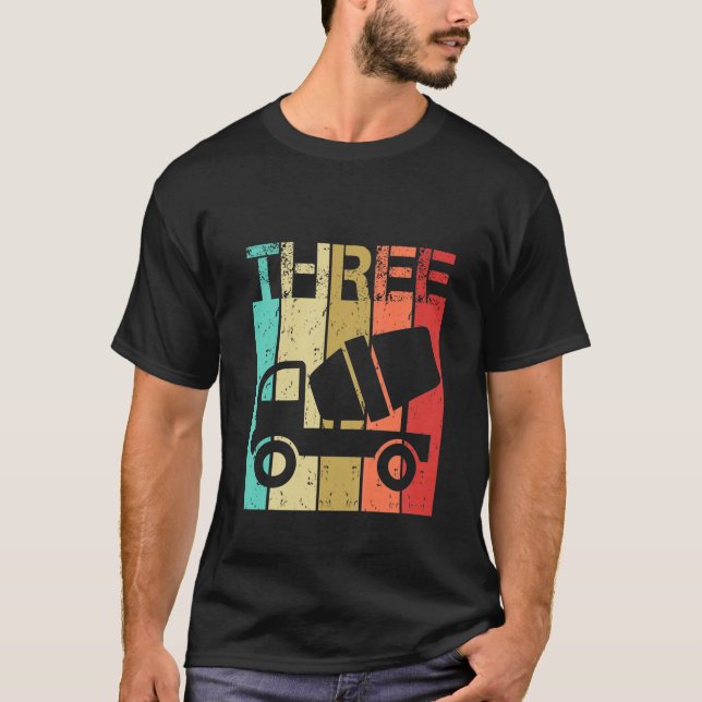 Kids 3 Year Old Construction Truck Birthday 3Rd Bi T-Shirt (Front)
