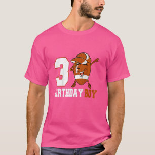 Kids 3 Year Old  Dabbing Football 3rd Birthday Boy T-Shirt