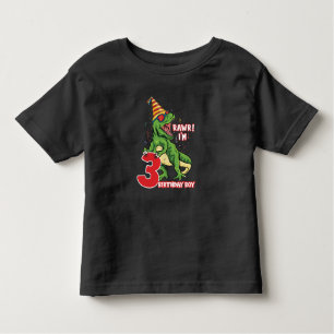 Kids 3 Year Old dinosaurs birthday 3th Party Boys Toddler T-shirt