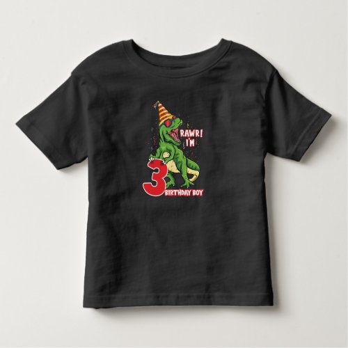 Kids 3 Year Old dinosaurs birthday 3th Party Boys Toddler T_shirt