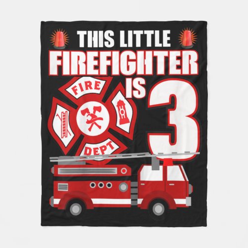Kids 3 Year Old Firefighter Birthday Fire Truck Fleece Blanket